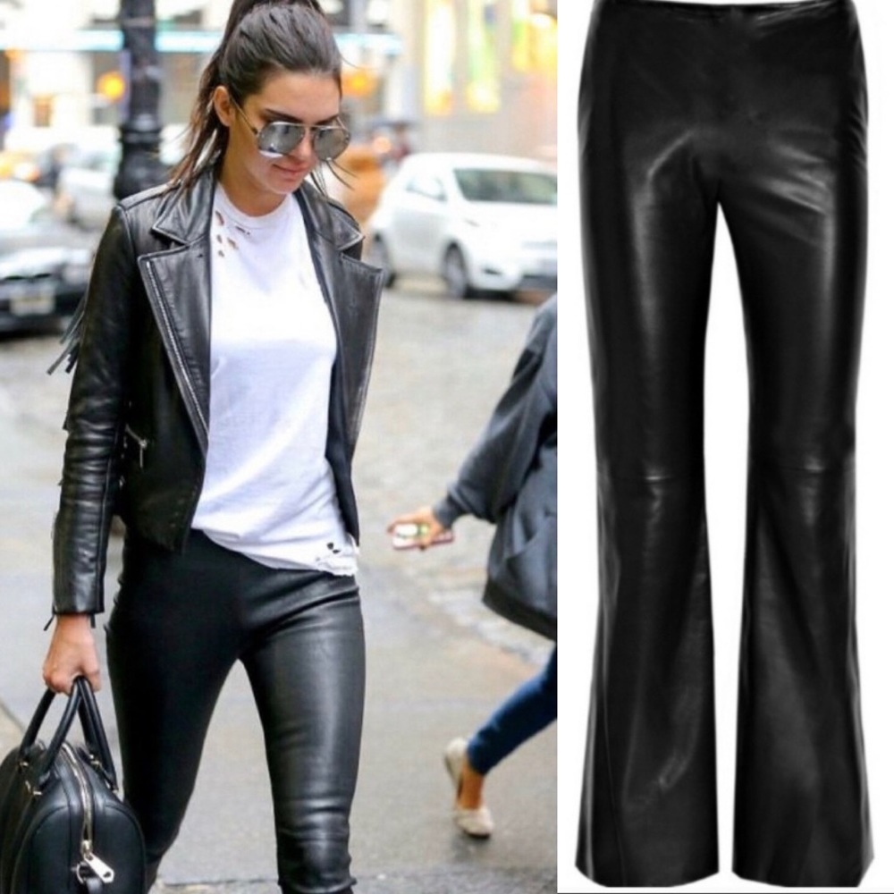 Moda International Black Leather Pants